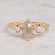 1 Carat Hexagon Elegance White Grey Hexagon Kite Diamond Ring, Unique Engagement Ring, Rings For Her In 14K Solid Gold