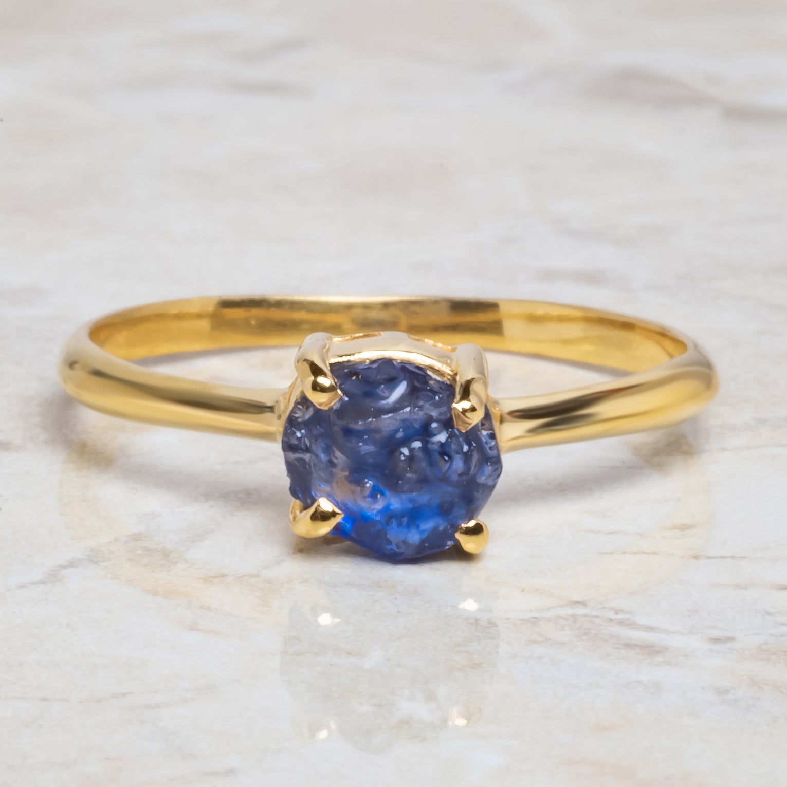 Raw Sapphire Blue Engagement Ring, Solitaire Ring, Ring For her, September Birthstone Ring, Promise Ring, Gift For Her, Bridesmaid Jewelry