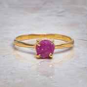 Raw Ruby Engagement Ring, Solitaire Ring, Gift For Her, July Birthstone Ring, Ruby 14K Solid Gold Promise Ring, Natural Ruby Ring