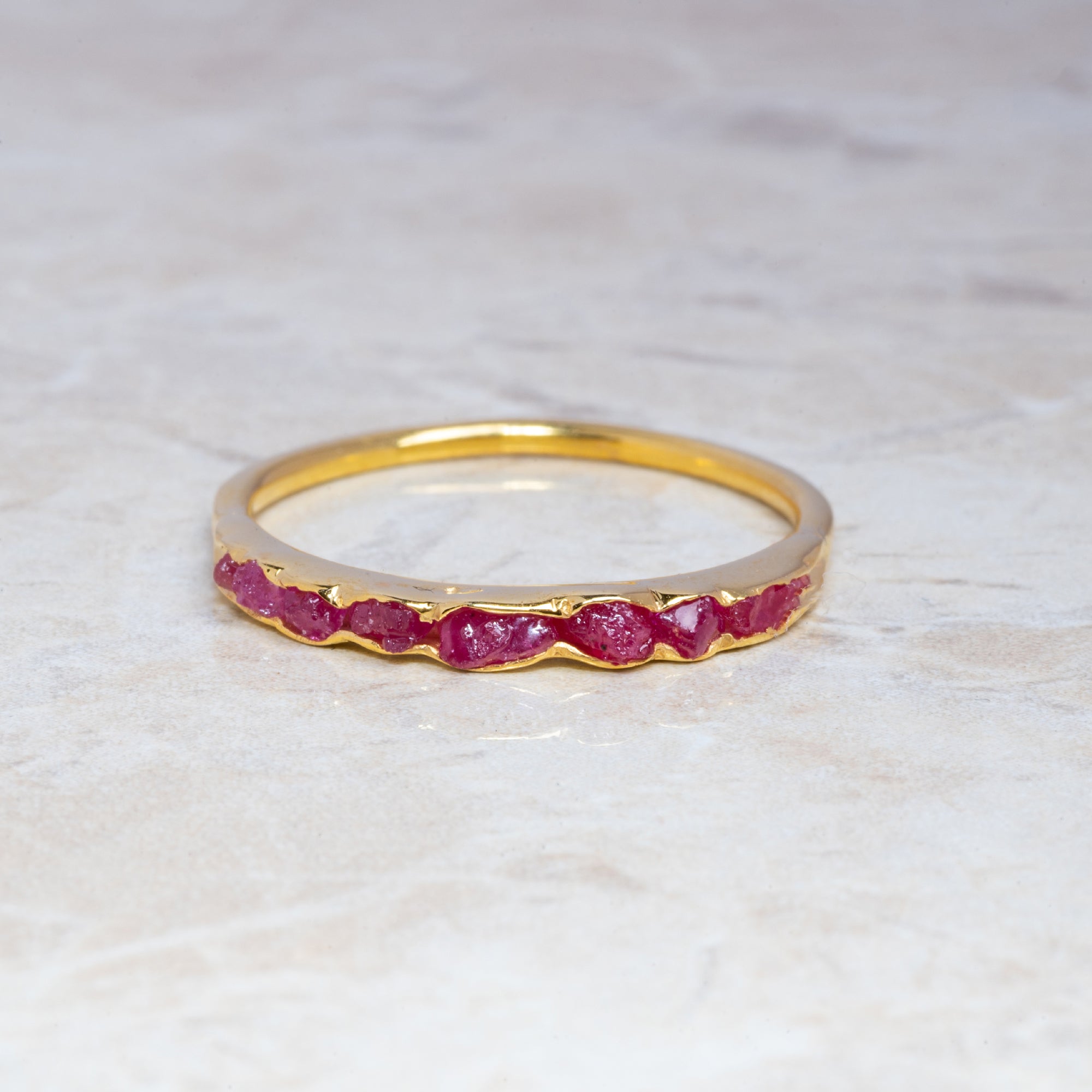 Rough Ruby Red Promise Ring Half Eternity Band Rings For Her, Wedding band Ruby Stacking Ring Birthstone Ring, Ruby Bridesmaid Ring