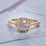 SKOSH 14K Solid Gold Misty Moonlight 2.70CTW White Grey Round Brilliant Cut Engagement Ring