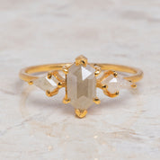 1 Carat Hexagon Elegance White Grey Hexagon Kite Diamond Ring, Unique Engagement Ring, Rings For Her In 14K Solid Gold