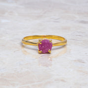 Raw Ruby Engagement Ring, Solitaire Ring, Gift For Her, July Birthstone Ring, Ruby 14K Solid Gold Promise Ring, Natural Ruby Ring