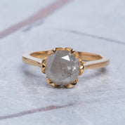 SKOSH 14K Solid Gold Misty Moonlight 2.70CTW White Grey Round Brilliant Cut Engagement Ring