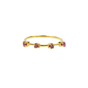 Rough Ruby 4 Stone July Birthstone Ring, Stackable Birthstone Ring In 14K Solid Gold, Multi-Stone Ring, Personalised Jewelry, Gift For Her