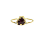 Natural Raw Garnet & Diamond January Birthstone Ring in 14K Solid Gold Engagement Ring, Promise Ring, Unique Gift for her by Skosh