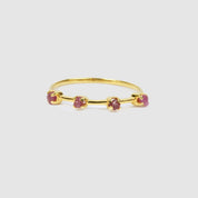 Rough Ruby 4 Stone July Birthstone Ring, Stackable Birthstone Ring In 14K Solid Gold, Multi-Stone Ring, Personalised Jewelry, Gift For Her