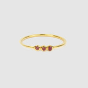 Natural Raw Ruby 3 Stone Birthstone Ring in 14K Solid Gold, Engagement Ring, Promise Ring, Unique Gift for her by Skosh, Personalised Ring