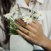 Natural Raw Peridot & Diamond August Birthstone Ring in 14K Solid Gold, Engagement Ring, Promise Ring, Unique Gift For Her For Mom by Skosh