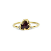 Natural Raw Garnet & Diamond January Birthstone Ring in 14K Solid Gold Engagement Ring, Promise Ring, Unique Gift for her by Skosh