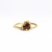 Natural Raw Garnet & Diamond January Birthstone Ring in 14K Solid Gold Engagement Ring, Promise Ring, Unique Gift for her by Skosh