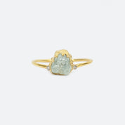 Natural Raw Aquamarine & Diamond March Birthstone Ring in 14K Solid Gold, Engagement Ring, Promise Ring, Unique Gift for her by Skosh