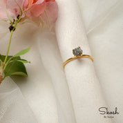 1 CTW Grey Diamond Stacking Dainty Engagement Ring in 14K Solid Gold by Skosh, Perfect Valentines Day Ring Gift for Her