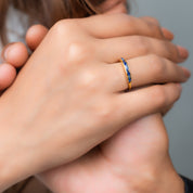 Rough Sapphire Promise Ring Half Eternity Band Rings For Her, Wedding band Sapphire Stacking Ring September Birthstone Ring