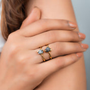 Raw Black Diamond Ring with Round Prong Setting Engagement Ring