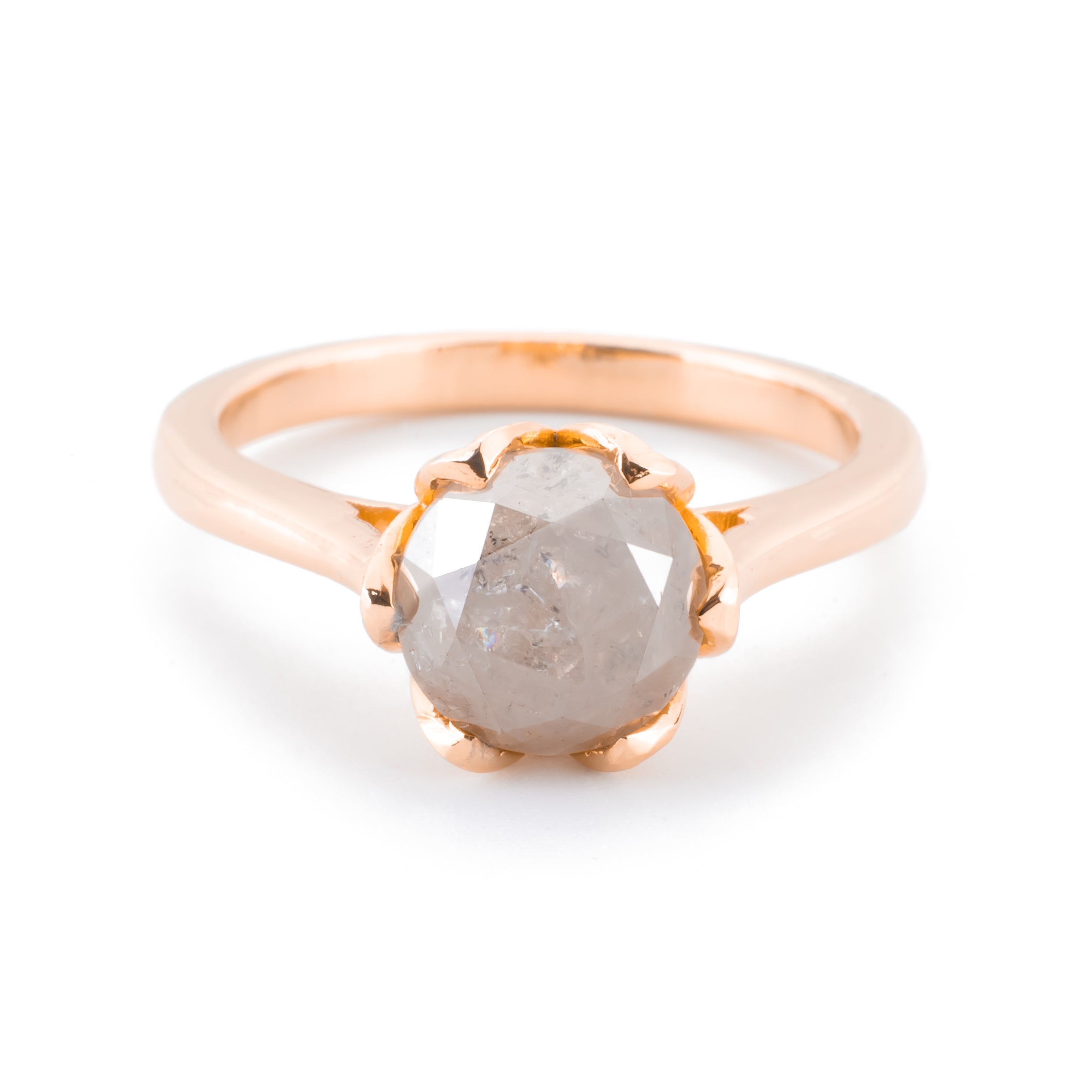 SKOSH 14K Solid Gold Misty Moonlight 2.70CTW White Grey Round Brilliant Cut Engagement Ring