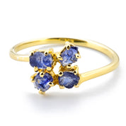 Rough Sapphire Engagement Ring, 14k Solid Gold Sapphire Ring, Birthstone Jewelry, Sapphire Ring Gold For women, Sapphire Cluster Ring