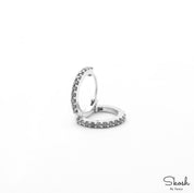 Salt and Pepper Diamond Dangling Huggie Hoop Earrings