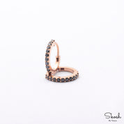 Elegant Black Diamond Dangle Huggie Hoop Handmade Earrings