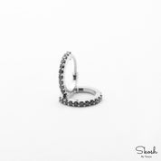 Elegant Black Diamond Dangle Huggie Hoop Handmade Earrings