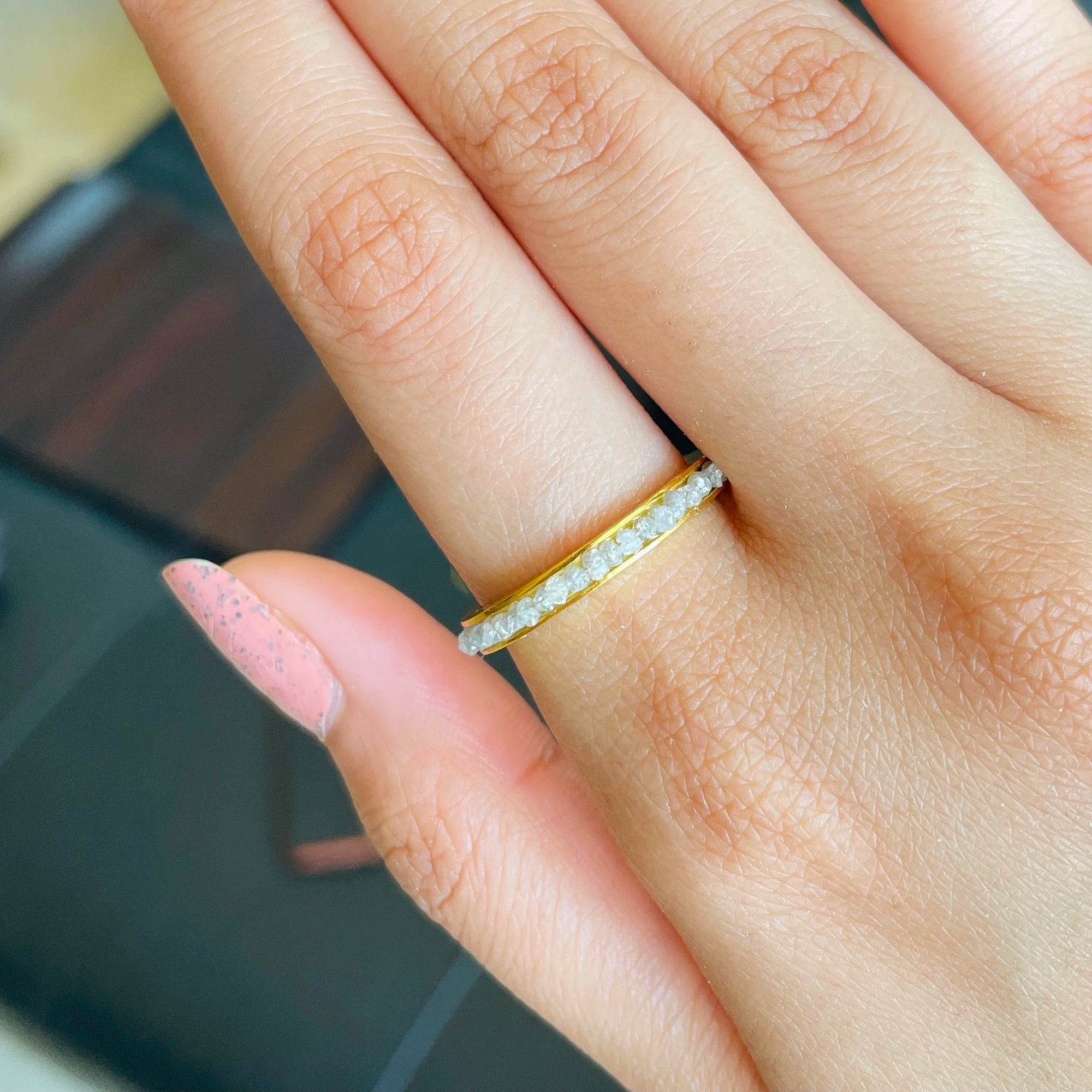 White Rough Diamond Ring, 14k Solid Gold Ring, Stackable Ring, Unisex Ring, Minimal Jewelry, Wedding Present, Eternity Band, Raw Stone Ring