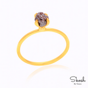 14k Solid Gold Minimalistic Raw Red Diamond Engagement Ring, Stackable Wedding Band, Unique Valentine's Gift for Her by Skosh