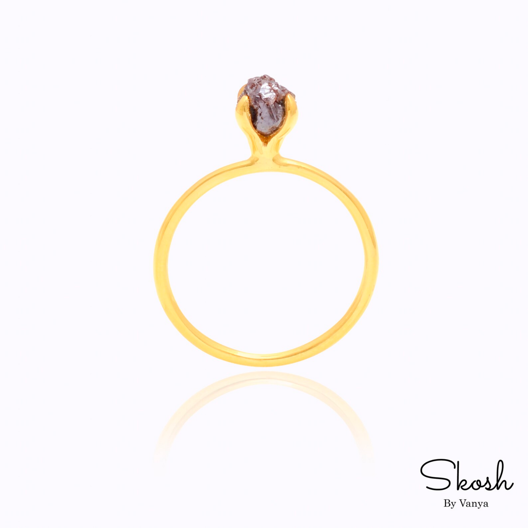 14k Solid Gold Minimalistic Raw Red Diamond Engagement Ring, Stackable Wedding Band, Unique Valentine's Gift for Her by Skosh