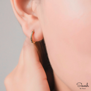 Elegant Black Diamond Dangle Huggie Hoop Handmade Earrings