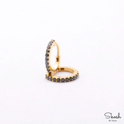 Elegant Black Diamond Dangle Huggie Hoop Handmade Earrings