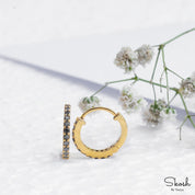 Elegant Black Diamond Dangle Huggie Hoop Handmade Earrings