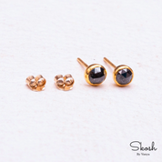 Stylish Black Rose Cut Diamond Studs Earrings in 14k Solid Gold - Minimalistic Design for Everyday Wear, Ideal Valentine's Day Gift For Her