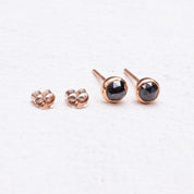 Stylish Black Rose Cut Diamond Studs Earrings in 14k Solid Gold - Minimalistic Design for Everyday Wear, Ideal Valentine's Day Gift For Her