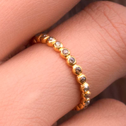 Rose Cut Salt and Pepper Full Eternity Diamond Ring in 14K Solid Gold, Minimal Wedding Band Jewelry by Skosh, Unique Gift for Her