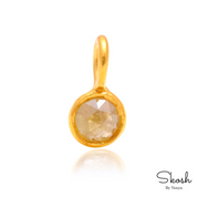 Rose Cut Yellow Diamond Floating Pendant Necklace in Solid 14K Yellow, White or Rose Gold by Skosh, Perfect Gift for Loved ones