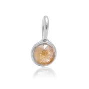 Rose Cut Yellow Diamond Floating Pendant Necklace in Solid 14K Yellow, White or Rose Gold by Skosh, Perfect Gift for Loved ones