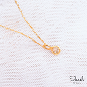 Rose Cut Yellow Diamond Floating Pendant Necklace in Solid 14K Yellow, White or Rose Gold by Skosh, Perfect Gift for Loved ones