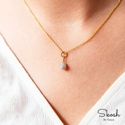 Elegant 1CTW White Grey Diamond Drop Necklace in 14K Solid Gold Wire Wrapped Pendant, Ideal Gift for Dainty and Minimal Jewelry Lovers