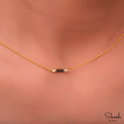 Rose Cut Gold Salt and Pepper with Black and White Diamond Baguette Necklace in 14K Solid Gold, Minimal Layered Necklace by Skosh