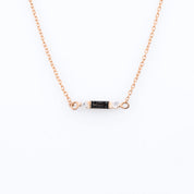 Rose Cut Gold Salt and Pepper with Black and White Diamond Baguette Necklace in 14K Solid Gold, Minimal Layered Necklace by Skosh