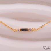 Rose Cut Gold Salt and Pepper with Black and White Diamond Baguette Necklace in 14K Solid Gold, Minimal Layered Necklace by Skosh