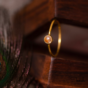 Rose Cut Red Diamond Solitaire Stackable Engagement Ring