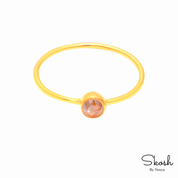 Rose Cut Red Diamond Solitaire Stackable Engagement Ring