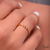 Rose Cut Natural Black Diamond Stacking Ring in 14K Solid Gold, Minimal Wedding Band, Promise Ring, Unique Gift for her by Skosh