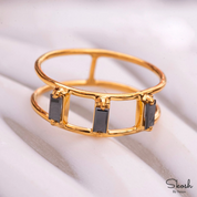 Minimalist Multi-Stone Raw Black Diamond Engagement Ring in a 14K Solid Gold Wedding Band: A Thoughtful Gift for Every Women