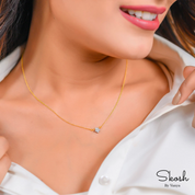 14K Solid Gold Rough Diamond Star Necklace: Dainty Celestial Choker with Floating Star, Minimalist Gift for Women