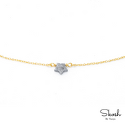 14K Solid Gold Rough Diamond Star Necklace: Dainty Celestial Choker with Floating Star, Minimalist Gift for Women