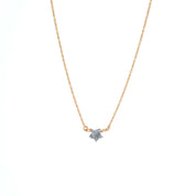 14K Solid Gold Rough Diamond Star Necklace: Dainty Celestial Choker with Floating Star, Minimalist Gift for Women