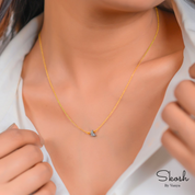 14K Solid Gold Crescent Moon Necklace with Rough Diamonds: A Celestial Minimalist Gift for Women, Perfect for Any Occasion