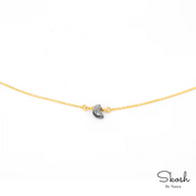 14K Solid Gold Crescent Moon Necklace with Rough Diamonds: A Celestial Minimalist Gift for Women, Perfect for Any Occasion