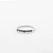 Natural Rough Raw Black Diamond Stackable Ring in 14K Solid Gold, Minimal Half Eternity Promise Band Ring by Skosh, Perfect Unique Gift